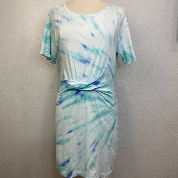L SPACE BEACHWOOD DRESS TIDAL WAVE TIE DYE BLUE MINI T-SHIRT SIZE Small - Picture 3 of 8